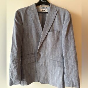 Joseph Abboud light blue & tan Plaid Blazer linen & cotton blend.